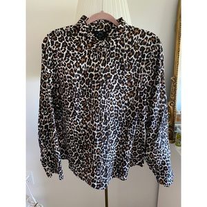 JCrew Slim perfect shirt in leopard print linen-cotton, size 12